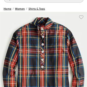 JCrew jeweled popover button up tunic in Stewart tartan -sold out size 6